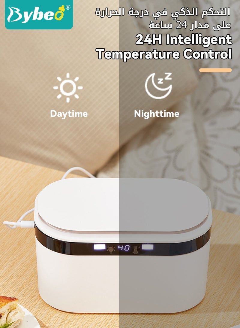 Bybeo Baby Wipe Warmer, Baby Wet Wipes Dispenser, Portable Diaper Water Wipes Warmer with Nightlight, for Wipe, Towel, Wet Tissue, 24H Smart Temperature Heating Control, Large Capacity, USB Charge - Image 4